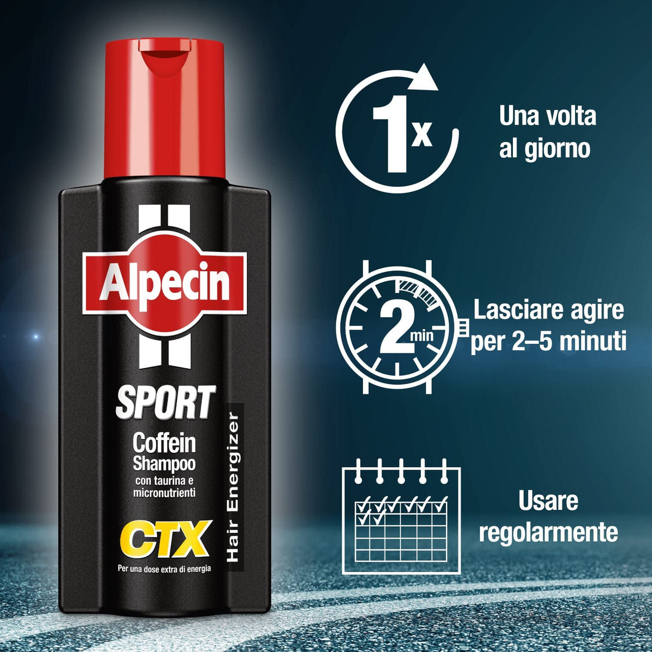 شامپو انرژی دهنده و تقویت کننده کافئین آلپسین Alpecin Sport CTX حجم 250 میلی