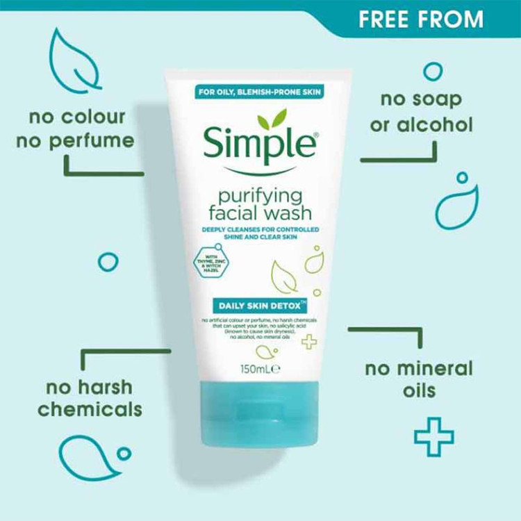 ژل شستشو صورت سیمپل مدل purifying gel wash پوست چرب و مختلط