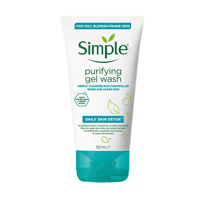 ژل شستشو صورت سیمپل مدل purifying gel wash پوست چرب و مختلط