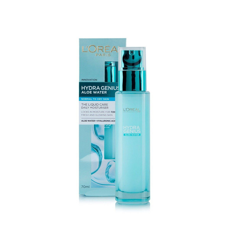 سرم آبرسان پوست نرمال و خشک آب آلوئه ورا لورال LOreal Hydra Genius Aloe Water حجم 70 میلی لیتر