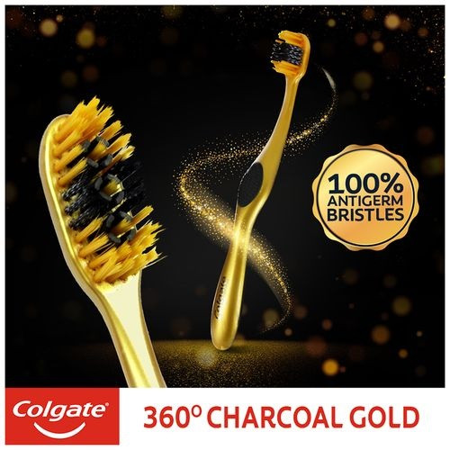 مسواک نرم ذغالی کلگیت 360 درجه گلد Colgate 360 Charcoal Gold