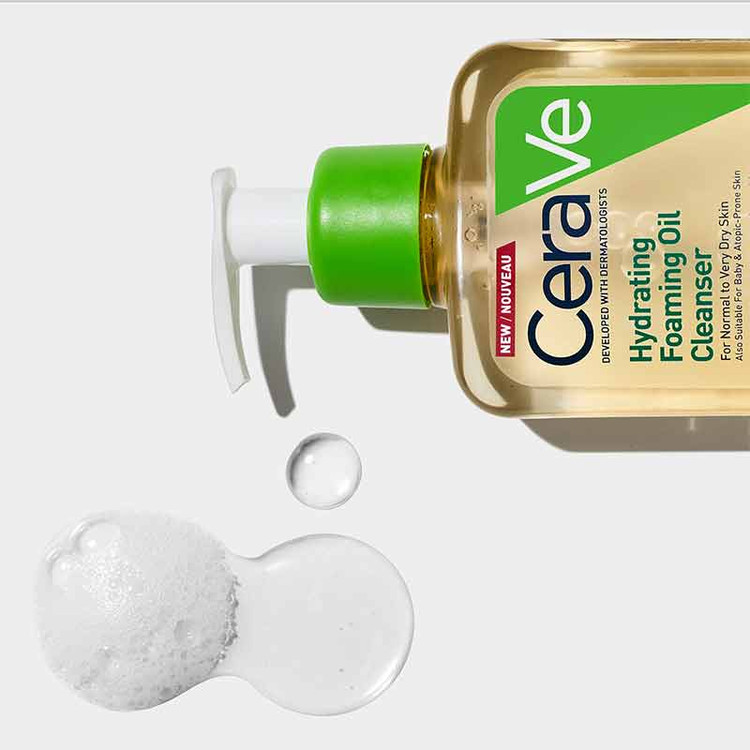 CeraVe Hydrating Foaming Oil Cleanser 473ml، شوینده پوست خشک و حساس بدون حس چربی و سنگینی
