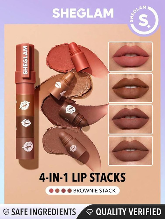 رژلب طبقه ای MEGA LIP استکس شیگلم رنگ BROWNIE Stack