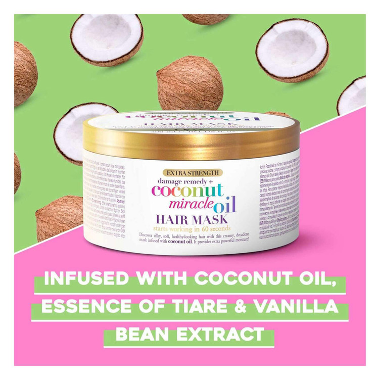 ماسک مو روغن نارگیل میراکل OGX او جی ایکس | بدون سولفات، و نرم کننده فوق العاده مو