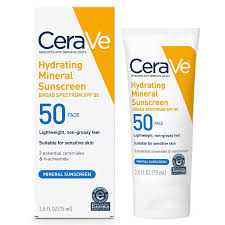 کرم ضد آفتاب مینرال سراوی CeraVe مدل آبرسان Hydrating حجم ۷۵ میل | SPF 50، مناسب پوست حساس