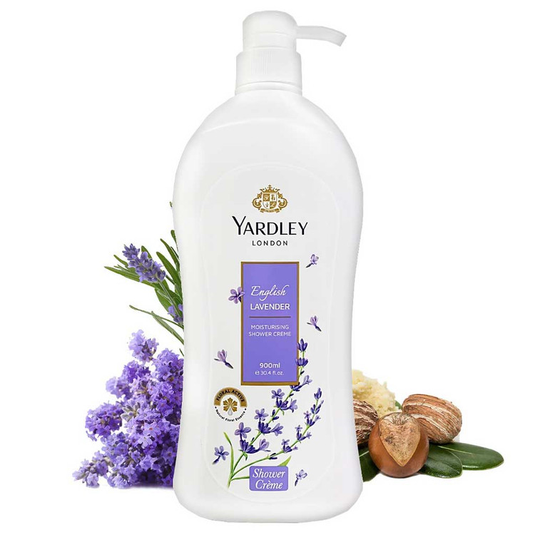 شاور کرم یاردلی لاروندر با حجم ۲۵۰ میل – شوینده بدن با رایحه اسطوخودوس، مرطوبکننده و نرمکننده پوست، مناسب انواع پوست، بستهبندی بنفش برند Yardley London