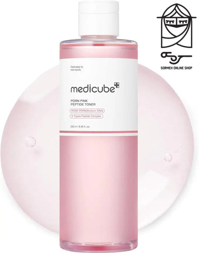 ونر پپتید صورتی مدیکیوب مدل PDRN مناسب شفافسازی و جوانسازی پوست | medicube PDRN Pink Peptide Toner برای روشنکنندگی و آبرسانی پوست