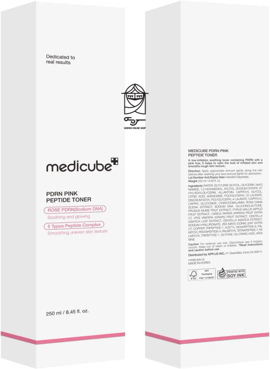 تصویر بسته بندی تونر medicube PDRN Pink Peptide مخصوص مراقبت روزانه پوست حساس و کدر | تونر احیابخش با پپتید و PDRN