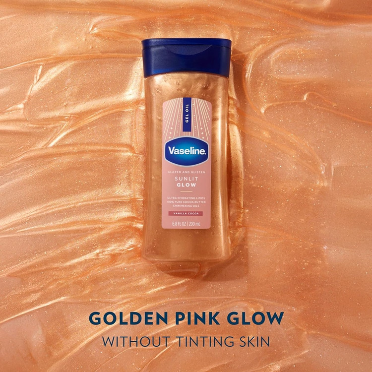 خرید ژل روغن بدن شاین دار Vaseline مدل Sunlit Glow برای درخشش پوست