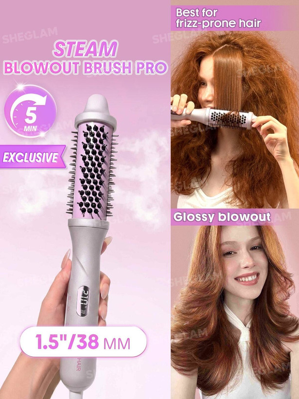 استفاده از برس براشینگ بخار شیگلم برای حالت دادن به مو File Name: sheglam-hydra-shot-hair-styling.webp